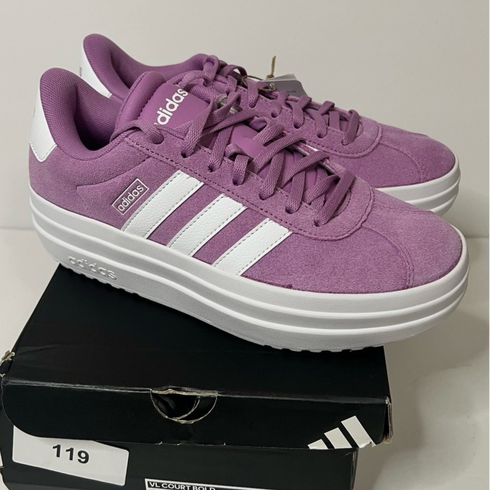 💜NWT Adidas VL Court Bold Platform Sneakers Shoes Light Purple Lavender 6.5💜 - Picture 3 of 9